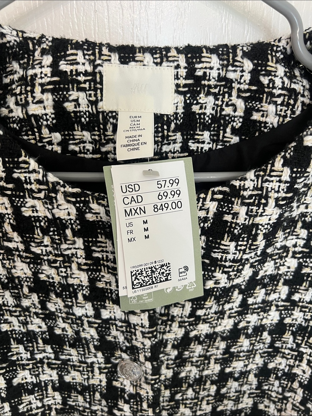 NWT H&M Tweed Blazer Jacket - Picture 2 of 6